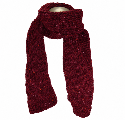 Image for Killarney Hand Knitted Woolen Scarf, Maroon