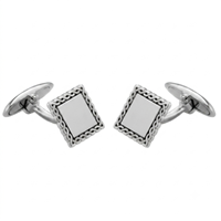 Hector Sterling Silver Rectangular Cufflinks with Braided Border