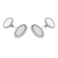 Hector Sterling Silver Double-Ended Oval Cufflinks with Braided Border