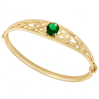 Image for Solvar Gold Plated Green Crystal Trinity Knot Bangle