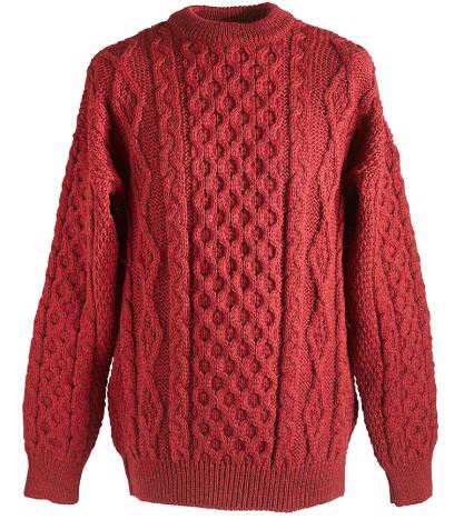 Image for Kerry Wolen Mills Aran Crew- Red