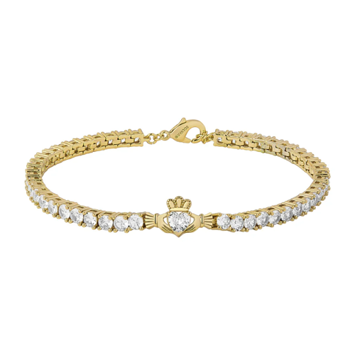 Image for Solvar Gold Plated Crystal Claddagh Tennis Bracelet