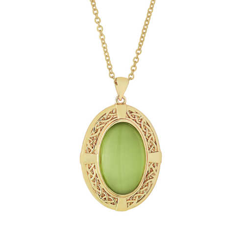 Image for Solvar Gold Plated Cat Eye Celtic Shield Pendant