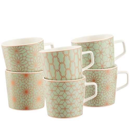 Image for Galway Aynsley Sage & Copper Mugs Set of 6