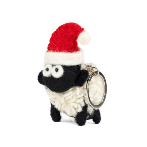 Image for Erin Knitwear Irish Christmas Labaabaa Sheep with Santa Hat Keychain