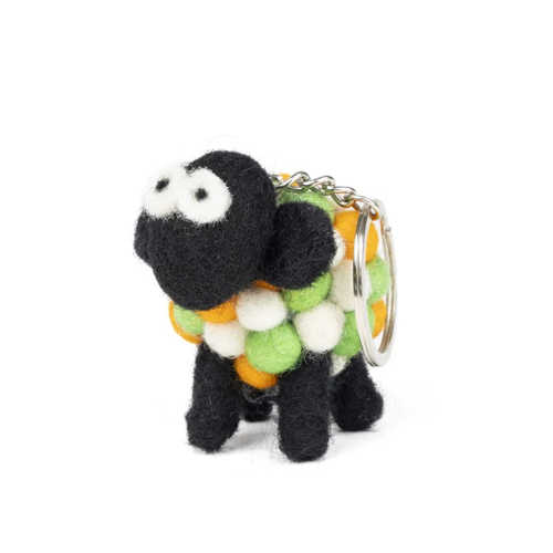 Image for Erin Knitwear Irish Labaabaa Standing Felt Wool Sheep Keychain, TriColour