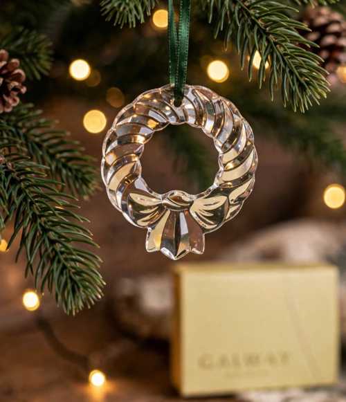 Image for Galway Irish Crystal Christmas Wreath Ornament