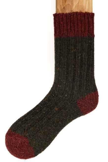 Image for Grange Craft Connemara Flecks Socks, Moss and Maroon