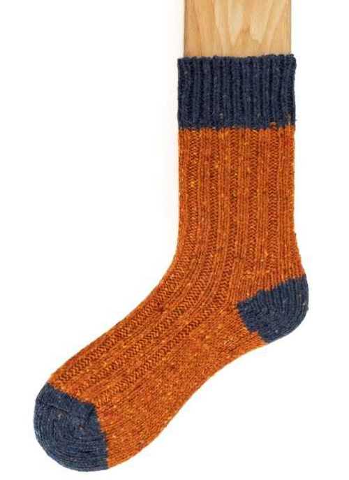 Image for Grange Craft Connemara Flecks Socks, Orange and Navy