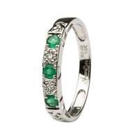 Image for I Love You Eternity Ring, White Gold Emerald and Diamond Set