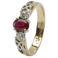 Image for 14k Yellow Gold Trinity Knot Design Oval Ruby and Brilliant Cut Diamonds