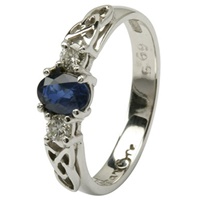 Image for 14k White Trinity Knot Ring with an oval Sapphire and 2 Brilliant cut Diamonds