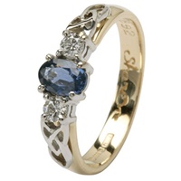 Image for 14k Yellow Gold Trinity Knot Ring Oval Sapphire and Brilliant Cut Diamonds
