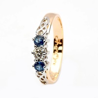 Image for 3 stone Sapphire and Diamond with Trinity Knot Design, Yellow Gold