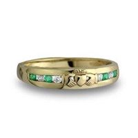 Image for 14K Claddagh Eternity Ring with Diamonds and Emeralds