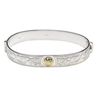 Image for Celtic Warrior Bangle Bracelet Sterling Silver 18K Gold Made in Dublin