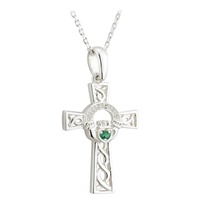 Image for Sterling Silver Gemstone Claddagh Cross