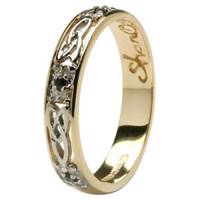 Image for 14K Gold Ladies Sapphire and Diamond Set Celtic Trinity Knot Wedding Band