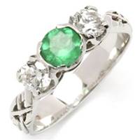 Image for 18k White Gold Livia Triology Ring With an Emerald and Two Diamonds