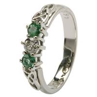 Image for Celtic Engagement Ring  - 3 stone Emerald and Diamond with Trinity Knot Design