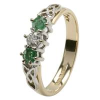 Image for Celtic Emerald Ring - 3 Gem Emerald and Diamond with Trinity Knot Design