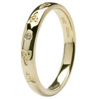 Image for 14K Yellow Gold Celtic Embossed Pressure Set Diamond Wedding Ring