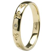 14kt Celtic Embossed Pressure Set Diamond Wedding Ring