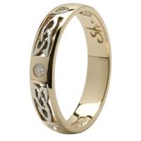 14K Yellow Gold Ladies Three Diamond Set Trinity Knot Wedding Ring