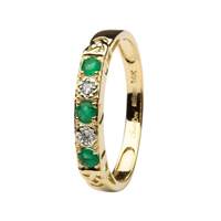 I Love You Eternity Ring, Yellow Gold Emerald and Diamond Set