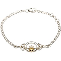 Image for Sterling Silver Claddagh Bracelet with 14K Gold Plate Heart