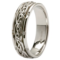 14Kt White Gold Celtic Design Wedding Ring