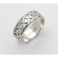 Mens 14K White Gold Sheelin Wide Celtic Wedding Band