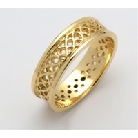 Mens 14K Yellow Gold Sheelin Celtic Pierced Wedding Band