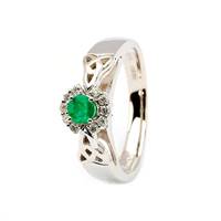 Image for 14K White Gold Emerald and Diamond Cluster Ring
