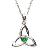 Image for Sterling Silver Trinity Knot Green Stone Set Pendant