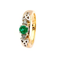 Image for 14K Two-Tone Emerald and Diamond Trinity Knot Ring