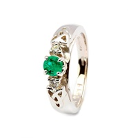 Image for 14K White Gold Emerald and Diamond Trinity Knot Ring